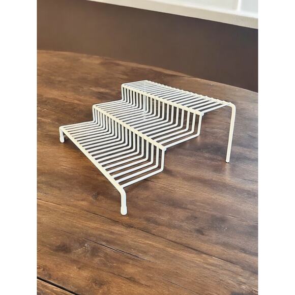 Cabinet Organizer Racks-2 White Coated Metal Stands-Kitchen Spice Wrap Houseware - Picture 2 of 4